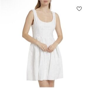 Derek Lam 10 Crosby Jade Floral Cotton Scoopneck Minidress White Sz 6 $475 MSRP